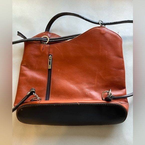 Florence BROWN GENUINE LEATHER SHOULDER BAG CONVERTIBLE BACKPACK‎ PURSE Zip - Picture 4 of 8